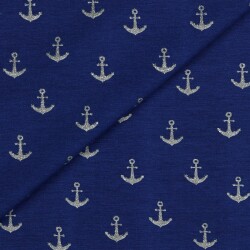 Jersey de algodón anclaje purpurina - azul cobalto