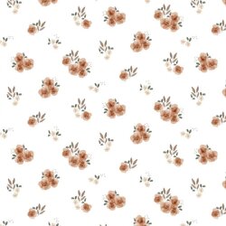 Cotton Jersey Organic Digital Flowers - blanco