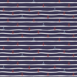 Maglia di cotone Ancora organica su righe - blu cobalto