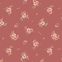 Katoenen jersey Digital Flowers - donkerroze