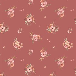 Katoenen jersey Digital Flowers - donkerroze