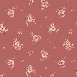 Jersey de coton Digital Flowers - rose foncé
