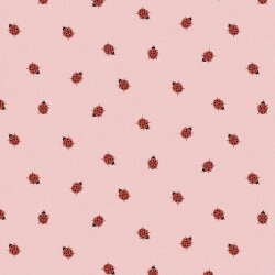 Cotton jersey LADYBUGS - pink mottled