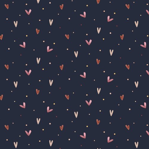 Organic cotton jersey - hearts and dots - midnight blue