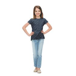 Organic cotton jersey - hearts and dots - midnight blue