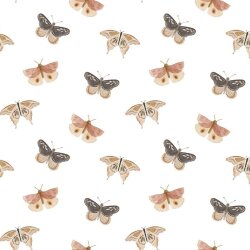 Cotton jersey Digital Butterflies - crème