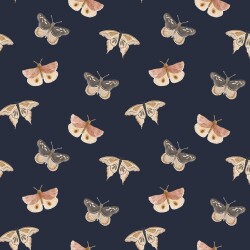 Cotton jersey Digital Butterflies - dark blue