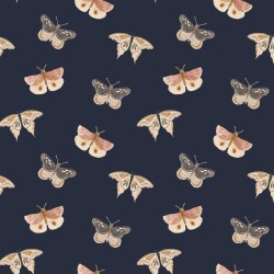 Cotton jersey Digital Butterflies - dark blue