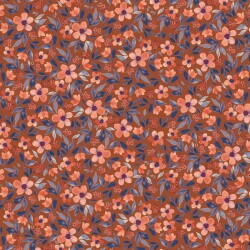 Cotton jersey digital petals - rust orange