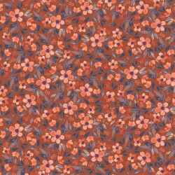 Cotton jersey digital petals - rust orange