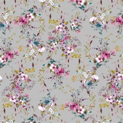 Cotton jersey Digital Flowers - light grey