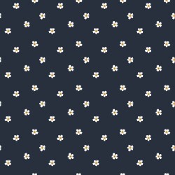French Terry bloemen - donkerblauw