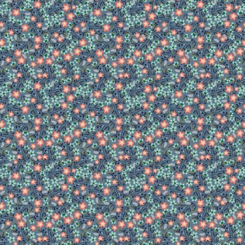 Baumwolljersey Organic kleine Blumen - jeansblau
