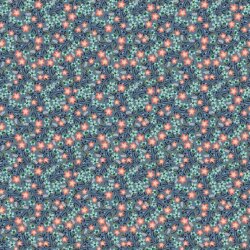 Jersey de coton Petites fleurs bio - bleu denim