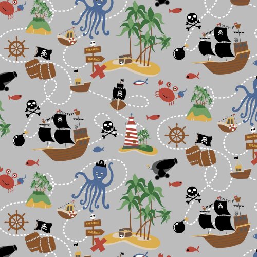 Jersey di cotone Organic PIRATE ISL& - grigio chiaro