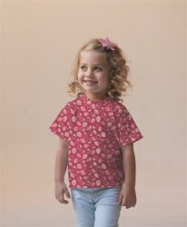 Katoenen jersey glitter aardbeien - smaragd