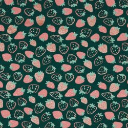 Bavlněný žerzej třpytivé jahody - smaragd