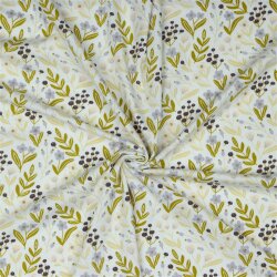 Katoenen jersey glitter bloemen - wit