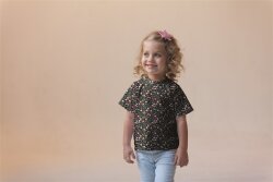 Katoenen jersey glitter bloemen - wit