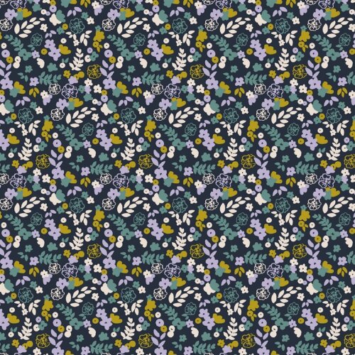 Maillot de algodón Orgánico pequeño FLOWER - azul oscuro