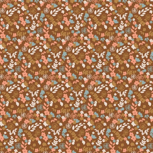 Jersey di cotone Organic small FLOWER - nocciola