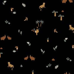 Katoenen jersey dieren - zwart