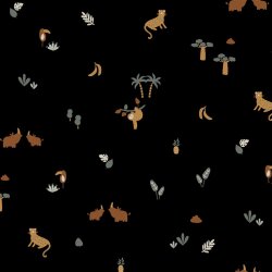 Katoenen jersey dieren - zwart
