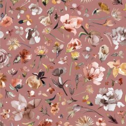Katoenen tricot blad regen - antiek roze