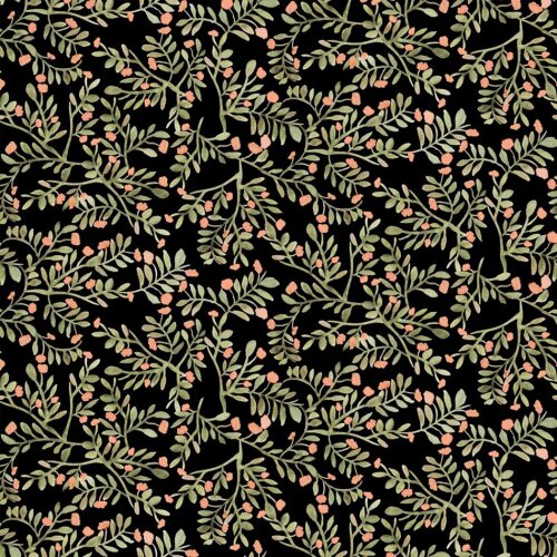 Katoen Jersey Digitale Bladeren - Zwart