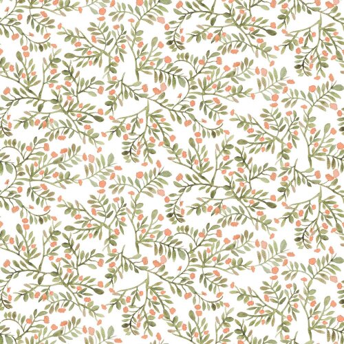 Cotton Jersey Digital Leaves - wit