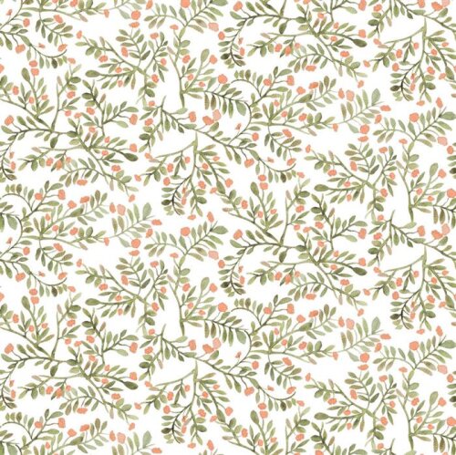 Cotton Jersey Digital Leaves - white