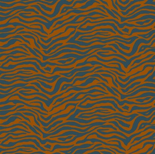 Bavlněné pruhy zebra s povrchovou úpravou - okrová/petrolejová barva