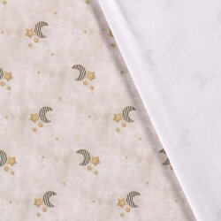 Jersey di cotone Luna digitale a righe con stelle beige rosa
