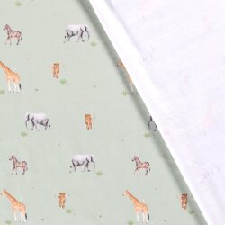 Katoenen jersey Digital Safari Animals lichte mint