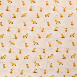 French Terry Digital Curious Foxes Cream