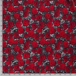 French Terry Digital red roses black