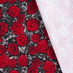 French Terry Digital rose rosse nere