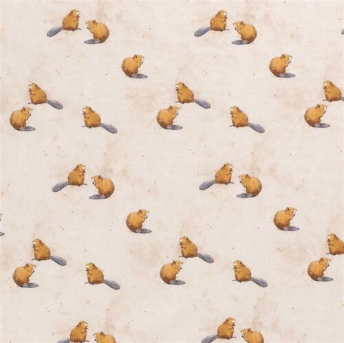 Cotton jersey Digital Beaver cream beige