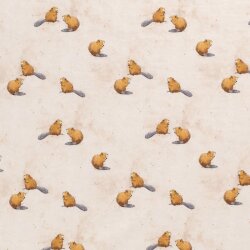 Cotton jersey Digital Beaver cream beige