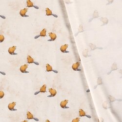 Cotton jersey Digital Beaver cream beige