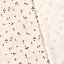 Jersey de coton Digital petites fleurs beige crème