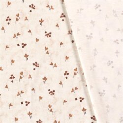 Jersey de coton Digital petites fleurs beige crème