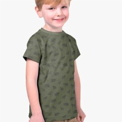 Cotton jersey digital wild drawn animals old olive