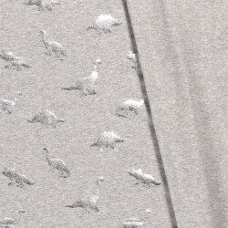 Stampa in jersey di cotone Dinos argento grigio chiaro...