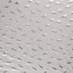 Cotton jersey foil print Dinos silver light grey mottled