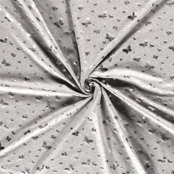 Farfalle stampa lamina in jersey di cotone argento grigio...