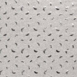 Piume stampa lamina jersey di cotone argento grigio chiaro screziato