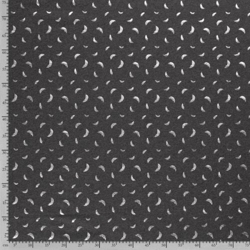 Feuille de jersey de coton imprimé plumes gris foncé argenté tacheté