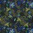 Katoenen jersey digitale polka dot bloemen limoen blauw