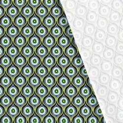 Jersey di cotone digitale floreale vimini verde lime